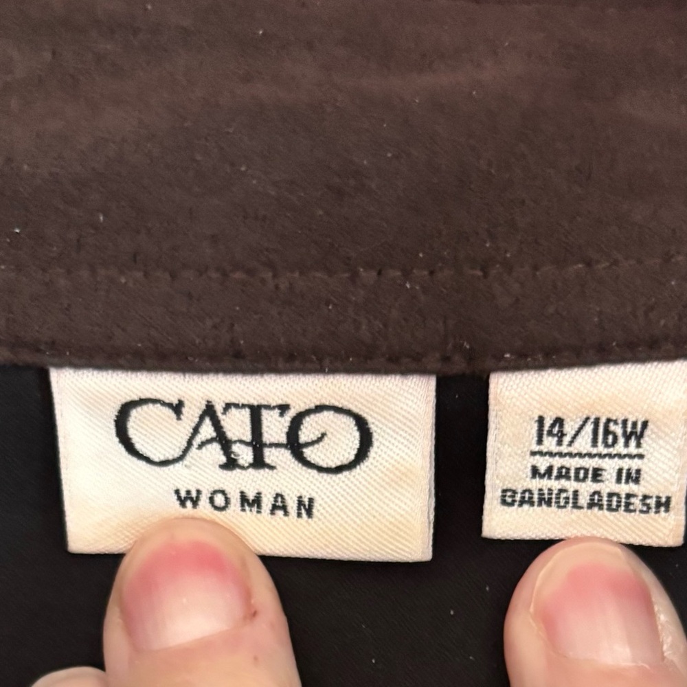 Cato Faux Suede Dark Brown Women's Shacket - Picture 3 of 4